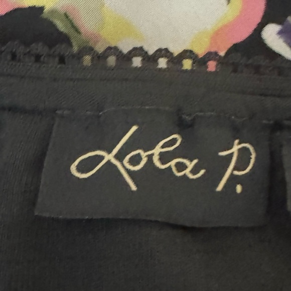 E-153 Lola P. Black & Red Floral Elastic Waist Lined Maxi Skirt Size L - Picture 5 of 10